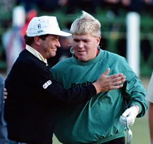 John Daly is congratulated by Constantino Rocca after his victory in the play offs for John Daly is congratulated by Constantino Rocca after his victory in the play offs for