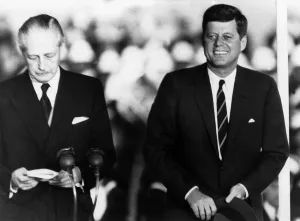John F Kennedy US President and Harold MacMillan 1961 British Prime Minister John F Kennedy US President and Harold MacMillan 1961 British Prime Minister