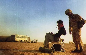 John Kean Official British war artist sketching in the desert on the Saudi border at John Kean Official British war artist sketching in the desert on the Saudi border at