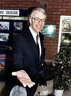 Images Dated 29th March 1992: John Major British Conservative Prime Minister asking the Press for cash for wishing