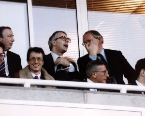 John Major British Prime Minister Talking To A Mystery Man With Phil Harris To His Left John Major British Prime Minister Talking To A Mystery Man With Phil Harris To His Left