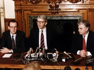 John Major Conservative MP politician at a press conference to launch his challenge for John Major Conservative MP politician at a press conference to launch his challenge for