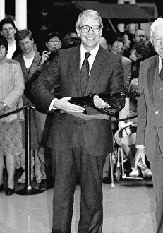 John Major Prime Minister of Britain with Kalashnikov rifle at the Imperial War Museum John Major Prime Minister of Britain with Kalashnikov rifle at the Imperial War Museum