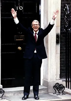 John Major Prime Minister celebrating victory outside 10 Downing Street 1992 John Major Prime Minister celebrating victory outside 10 Downing Street 1992