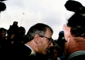 John Major Prime Minister has an egg thrown at his face at a sainsburys superstore in John Major Prime Minister has an egg thrown at his face at a sainsburys superstore in