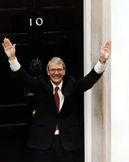 John Major Prime Minister at Number 10 after his election victory 1992 John Major Prime Minister at Number 10 after his election victory 1992