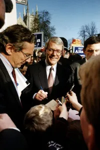 John Major Prime Minister signs a boys wage packet at Selby during the 1992 elections John Major Prime Minister signs a boys wage packet at Selby during the 1992 elections