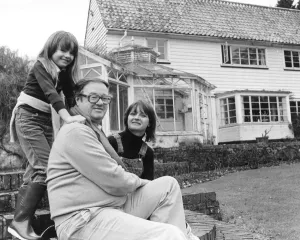 John Mortimer QC with his wife Penny and seven year old daughter Emily at their home in John Mortimer QC with his wife Penny and seven year old daughter Emily at their home in