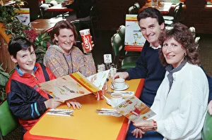 The Johnson family enjoying their meal at the Happy Eater, Near Belbroughton The Johnson family enjoying their meal at the Happy Eater, Near Belbroughton