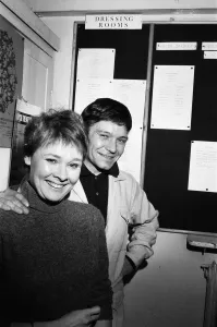 Judi Dench and Michael Williams leaving the Aldwych Theatre after the news of their Judi Dench and Michael Williams leaving the Aldwych Theatre after the news of their