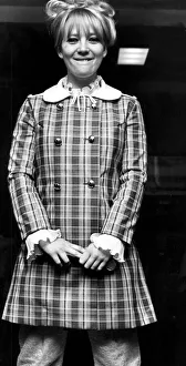 Julia Foster wearing bold check mini dress over trousers - 19th March 1968 Julia Foster wearing bold check mini dress over trousers - 19th March 1968