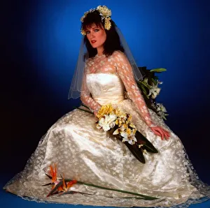 Julie Miller wearing wedding dress February 1989 Julie Miller wearing wedding dress February 1989