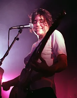 Justine Frischmann pop singer guitarist with group Elastica on stage King Tuts 1996 Justine Frischmann pop singer guitarist with group Elastica on stage King Tuts 1996