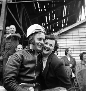 K. Farrant with his girlfriend after winning the Senior Grand Prix at Douglas K. Farrant with his girlfriend after winning the Senior Grand Prix at Douglas