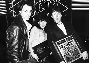 Kate Bush with fellow pop singers Bob Geldof and Paul McCartney at The British Rock Kate Bush with fellow pop singers Bob Geldof and Paul McCartney at The British Rock