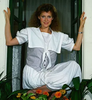 Kate Capshaw sitting at window kneeling June 1984 Kate Capshaw sitting at window kneeling June 1984