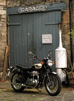 Kawasaki W650 Motorbike September 1999 outside garage Kawasaki W650 Motorbike September 1999 outside garage