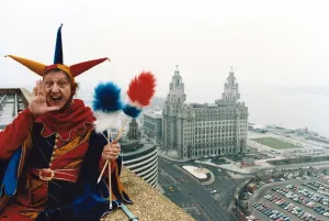 Kenn Dodd, dressed as a Jester, in Liverpool. Circa 1990s Kenn Dodd, dressed as a Jester, in Liverpool. Circa 1990s