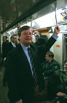 KENNETH CLARKE MP TRAVELLING ON THE LONDON UNDERGROUND ON DISTRICT LINE ON WAY TO BARONS KENNETH CLARKE MP TRAVELLING ON THE LONDON UNDERGROUND ON DISTRICT LINE ON WAY TO BARONS