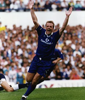 Kerry Dixon, Chelsea Football Player, celebrates scoring a goal Kerry Dixon, Chelsea Football Player, celebrates scoring a goal