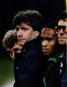 Kevin Keegan manager for Newcastle United watches the game form the dug out Kevin Keegan manager for Newcastle United watches the game form the dug out
