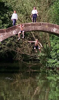 Kids jump from bridge into water at Strathclyde Country Park July 1997 Kids jump from bridge into water at Strathclyde Country Park July 1997