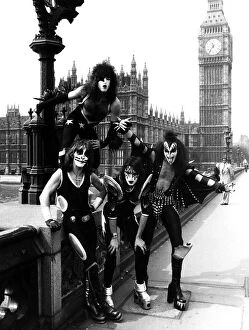 Heathrow Airport Collection: Kiss, American rock band arrived in the UK today, the four man group landed at Heathrow