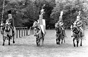 These four knights are limbering up for the medieval games at Lumley Castle These four knights are limbering up for the medieval games at Lumley Castle