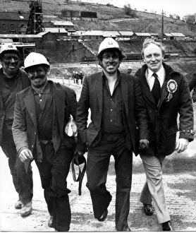 Labour MP, Neil Kinnock pictured electioneering in Bedwellty with local miners - April Labour MP, Neil Kinnock pictured electioneering in Bedwellty with local miners - April