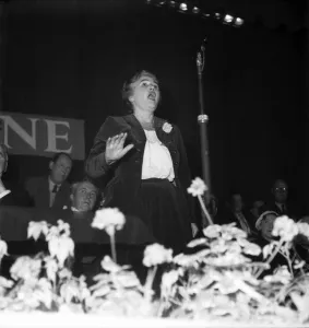 Labour Party Conference 1952 Jennie Lee addresses 'Tribune" Labour Party Conference 1952 Jennie Lee addresses 'Tribune"