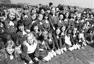 A large Brownie pack enjoying a day out in May 1974 A large Brownie pack enjoying a day out in May 1974