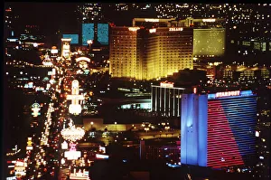 Las Vegas at night, 1997 The Las Vegas strip - skyline at night with neon lights Las Vegas at night, 1997 The Las Vegas strip - skyline at night with neon lights