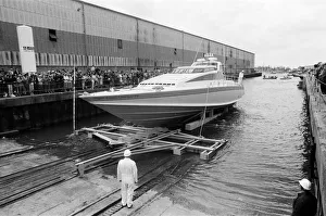 The launch of the Virgin Atlantic Challenger II. Lowestoft, Suffolk. 14th May 1986 The launch of the Virgin Atlantic Challenger II. Lowestoft, Suffolk. 14th May 1986