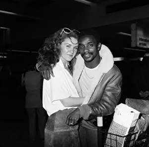 Laurie Cunningham and fiancee Nikki Brown arriving from Madrid. 4th February 1980 Laurie Cunningham and fiancee Nikki Brown arriving from Madrid. 4th February 1980