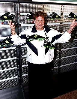 Lazio footballer Paul Gascoigne holding football boots around his neck Lazio footballer Paul Gascoigne holding football boots around his neck