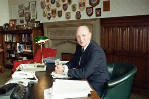 Leader of the Labour party Neil Kinnock in his office. 11th July 1990 Leader of the Labour party Neil Kinnock in his office. 11th July 1990