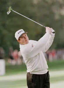 Lee Westwood golfer October 1998 swings his golf club at Wentworth golf course Lee Westwood golfer October 1998 swings his golf club at Wentworth golf course