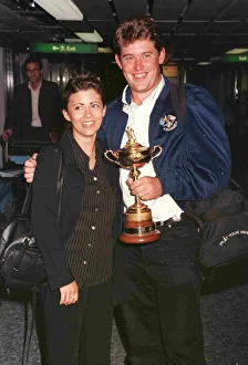 Lee Westwood Golfer September 1997 arriving at Heathrow airport after winning the Ryder Lee Westwood Golfer September 1997 arriving at Heathrow airport after winning the Ryder
