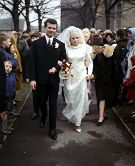 Leeds United footballer Paul Reaney with bride Sandra Proctor after their wedding Leeds United footballer Paul Reaney with bride Sandra Proctor after their wedding