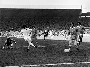 Leeds United v Newcastle United. Leeds United centre forward Alan Clarke lets fly with a Leeds United v Newcastle United. Leeds United centre forward Alan Clarke lets fly with a