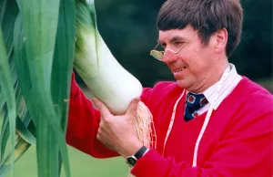 The Leek Show at Beamish Museum and judge Dennis Ash inspect one of the entries in The Leek Show at Beamish Museum and judge Dennis Ash inspect one of the entries in