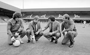 Images Dated 24th June 1981: Left to right: Chelsea goalkeeper Peter Barota, Barry Davis from Omniturf