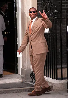 Lenny Henry Comedian July 1997 outside Number Ten Downing Street arriving for a Party Lenny Henry Comedian July 1997 outside Number Ten Downing Street arriving for a Party