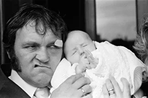 Les Dawson with his baby daughter Pamela Jane at her christening at Cleveleys, Lancashire Les Dawson with his baby daughter Pamela Jane at her christening at Cleveleys, Lancashire