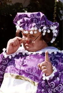 Les Dawson Comedian dressed for Cadbury Pantomime Les Dawson Comedian dressed for Cadbury Pantomime