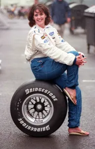 LESLEY FITZ SIMONS TAKE THE HIGH ROAD ACTRESS SITTING ON A BRIDGESTONE TYRE AT LESLEY FITZ SIMONS TAKE THE HIGH ROAD ACTRESS SITTING ON A BRIDGESTONE TYRE AT