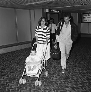 Leslie Grantham at LAP with his wife Jane and their baby. 24th June 1987 Leslie Grantham at LAP with his wife Jane and their baby. 24th June 1987