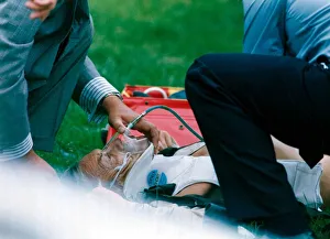 Lester Piggott receives treatment after falling from Coffe n Cream at Goodwood racecourse Lester Piggott receives treatment after falling from Coffe n Cream at Goodwood racecourse