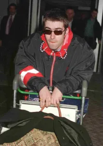 Liam Gallagher of the pop group Oasis arriving at Heathrow from Paris Liam Gallagher of the pop group Oasis arriving at Heathrow from Paris
