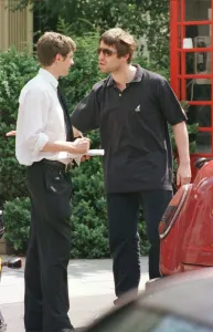 Liam Gallagher singer with Oasis July 1997. has a discussion with a Mirror journalist Liam Gallagher singer with Oasis July 1997. has a discussion with a Mirror journalist